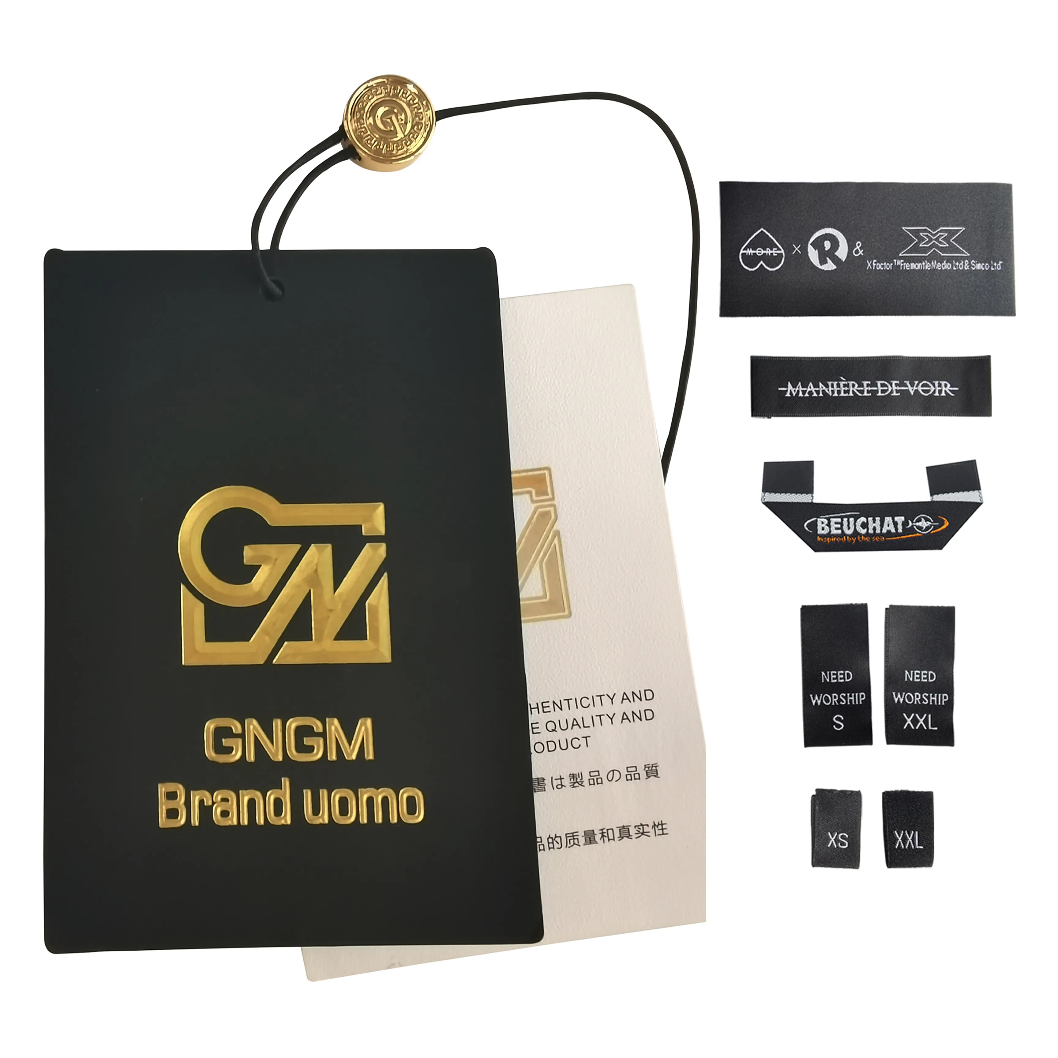 HT-0020 Custom Gold Stamping luxury Hangtag Cardboard logo printing Garment Hang Tags Labels for clothing Own Logo