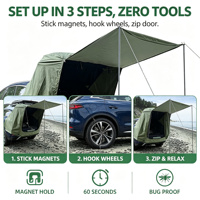 Tente magnétique pour hayon de SUV, abri de camping arrière pour voiture, installation sans outil, moustiquaire, doublure argentée, abri imperméable