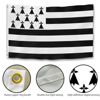 Drapeau de Bretagne 90x60cm 150x90cm 100% polyester, symbole régional breton de la région de France avec œillets métalliques, décoration intérieure et extérieure