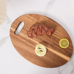Tabla de Cortar Ovalada de Madera de Acacia, Plato para Servir Filetes con Asa, Bloque de Cortar de Madera Natural para Cocina y Restaurante - Product Image 3