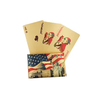 Cartes de jeu de couleur or, nouvelle conception de drapeau américain, feuille d'or, à jouer, nouvelle collection