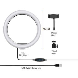 Anneau lumineux LED pour photographie, éclairage circulaire pour vidéo, éclairage de remplissage pour appareil photo, studio photo, lampe à <span class=keywords><strong>selfie</strong></span> pour téléphone <span class=keywords><strong>avec</strong></span> trépied, bras articulé, Youtube - Product Image 2
