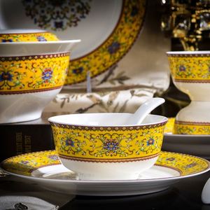 New 56 Pcs Chinese Traditional Enamel Collectible Porcelain <b>Dinnerware</b> Sets for 10 People - Product Image 4