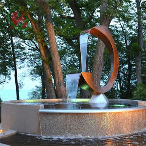 Petite fontaine <span class=keywords><strong>de</strong></span> <span class=keywords><strong>jardin</strong></span> extérieure moderne Cascade artificielle <span class=keywords><strong>en</strong></span> acier corten <span class=keywords><strong>en</strong></span> métal Sculpture extérieure durable - Product Image 5