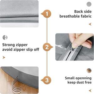 Ensemble de rangement pour vêtements de 10 pièces avec 10 cintres inclus, non tissé, 3D, anti-poussière, fermeture éclair, sac de rangement pour vêtements, sac de voyage - Product Image 4