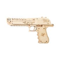 Pistol Karet Kayu Desert Eagle Model Puzzle 3D Rakitan Balok Kayu Mainan Edukatif Mirip dengan Game CSgo
