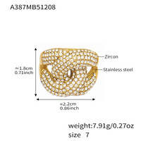 Bague de queue unisexe en acier inoxydable, style vent froid, avec zirconium intégral, ouverture latérale, texture élevée, forme œuf, entièrement sertie