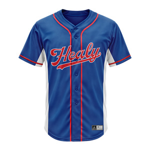 Maillot de baseball 26-27 personnalisable, anti-décoloration, en tissu extensible anti-transpiration, avec bordure rouge et côtés contrastants - Product Image 3