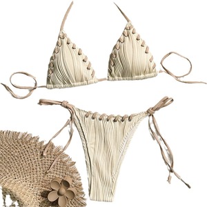 Ensemble bikini croisé à lacets pour femmes, vêtements de plage extensibles pour les vacances d'été - Product Image 5