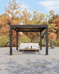 Pérgola con Techo de Láminas de <span class=keywords><strong>10x10</strong></span> Pies, Pérgola de Aluminio para Exteriores con Techo Ajustable y Sistema de Drenaje Integrado, Gazebo Resistente con Techo Rígido - Product Image 5