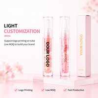 Huile à lèvres hydratante à pétales de fleurs RTS 5ml, brillance transparente changeante de couleur, 10 styles, faible MOQ 2 pièces, vente en gros, logo personnalisé