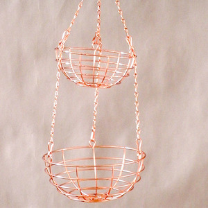 Panier à <span class=keywords><strong>fruits</strong></span> suspendu à 2 couches en acier inoxydable, <span class=keywords><strong>Design</strong></span> ouvert - Product Image 2