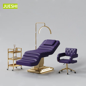 Perlengkapan Salon Kecantikan Emas Putih Berkualitas Tinggi, Ranjang Spa Wajah Medis 3 Motor Listrik, Ranjang Terapi Kecantikan Reclining - Product Image 6