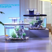 Mini aquarium transparent pour salon, chambre, décoration de bureau, paysage de table, petit aquarium avec éclairage LED