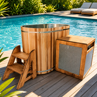 Baignoire à glace gonflable moderne de haute qualité pour l'extérieur, couleur bois, pour une personne, bain froid, pod de récupération