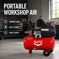 Compresseur d'air silencieux portable SAFE rouge, monophasé, 220V, 24L, avec roues, pour usage en atelier
