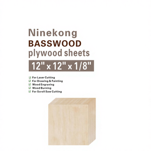 Plaques de contreplaqué rectangulaires en bois de tilleul Ninekong, lot de 12, 12 x 12 x 1/8 pouces, Chine, découpe au laser, gravure sur bois, brûlage du bois, <span class=keywords><strong>scie</strong></span> à <span class=keywords><strong>chantourner</strong></span> - Product Image 1
