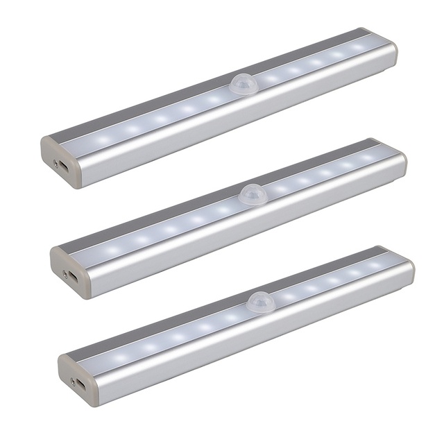 PIR Motion Sensor Closet Cabinet Wardrobe Staircase LED Night Light Indoor Stick on Anywhere Magnetic Battery Powered Mini 10LED