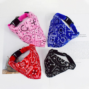 Pet Bandana <b>Collar</b> Adjustable Western Style For <b>Dogs</b> Cats <b>Red</b> Blue Black Pink Floral Pattern Pet Accessory - Product Image 1