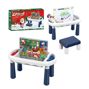 Bàn vẽ, bàn xếp hình, bàn xây dựng mô hình 2 trong 1 chủ đề Giáng sinh SamToyCn dành cho trẻ em, kèm ghế - Product Image 4