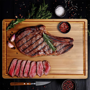 เขียงไม้ไผ่แบบหนา สำหรับสลักลาย ใช้เป็นเขียงสำหรับเสิร์ฟอาหาร พร้อมร่องสำหรับน้ำ ใช้กับเตาบาร์บีคิว ของขวัญสุดพิเศษ - Product Image 1