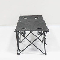 Table de camping pliable en métal avec porte-gobelets pour l'extérieur, la plage, les pique-niques et la pêche