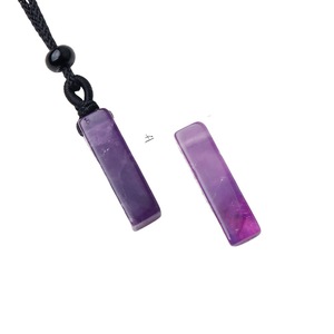 Natural Stone <strong>Amethyst</strong> Long Square Rectangle Polished Three-dimensional Pendant DIY Necklace Accessories Jinhua Cross-border - Product Image 5