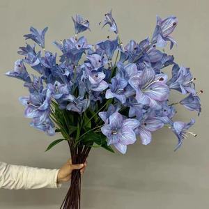 Fleurs décoratives artificielles de lys bleu violet rétro français de haute qualité Real Touch fait à la main pour Noël Saint Valentin - Product Image 4