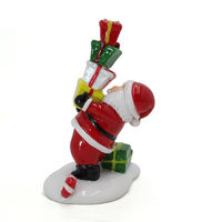 Handgefertigte Umweltfreundliche Weihnachtsmann-Statue mit Geschenken - Weihnachtsdekoration aus Kunstharz für Feiertage und Firmengeschenke
