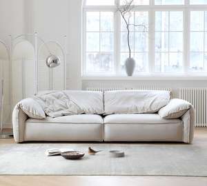 Canapé trois places en velours d'agneau moderne minimaliste de haute qualité chaise paresseuse blanche pour éponge de salon de luxe pour une utilisation en appartement - Product Image 2