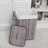 Panier à linge en bambou pliable et rectangulaire avec poignées de transport à main et couvercle, nouveau design de couleur