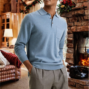 Custom <b>Mens</b> <b>Wool</b> Cashmere Long Sleeve Knit <b>Sweater</b> Pullover Chest Pocket Smart Casual Winter Warm Luxury Fashion Modern Wear New - Product Image 2
