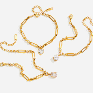 Pulsera <span class=keywords><strong>de</strong></span> Zirconia <span class=keywords><strong>de</strong></span> Estilo Occidental, Hipoalergénica, Chapada en <span class=keywords><strong>Oro</strong></span> <span class=keywords><strong>de</strong></span> <span class=keywords><strong>18K</strong></span>, <span class=keywords><strong>de</strong></span> Acero Inoxidable, Calidad Premium, la Mejor Opción del Mercado - Product Image 1