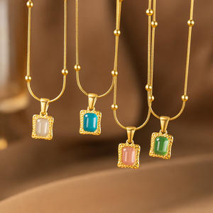 Kalung Batu Permata Wanita DAIHE <span class=keywords><strong>2026</strong></span> Anti Air Rantai Ular Baja Tahan Karat 316l Lapis Emas 18k Pvd - Product Image 1