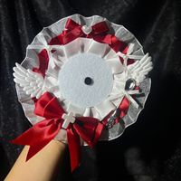 Tempat Penyimpanan Badge Lolita dengan Renda dan Pita, Tempat Badge Sayap Malaikat, Aksesoris Dekorasi Itabag Buatan Tangan untuk Pin Tombol 58mm 65mm