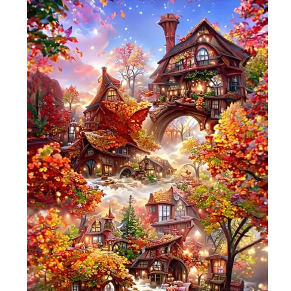 Painting By Numbers Kits Abstract House Acrylic Paint On Canvas Landscape Picture By Numbers Painting For Home Decors Diy