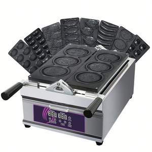 2024 numérique 8 en 1 oeuf/poisson/banane/ours modèle/forme de pièce de monnaie/bouche ouverte/fermée forme de poisson gaufrier Machine - Product Image 3