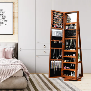 Gabinete para Joyas Ggtradinginc con Espejo de Cuerpo Entero, Marco de Madera, Puerta de Vidrio, Rotación de 360°, Montaje en Pared, Diseño Moderno, para Uso Doméstico - Product Image 2