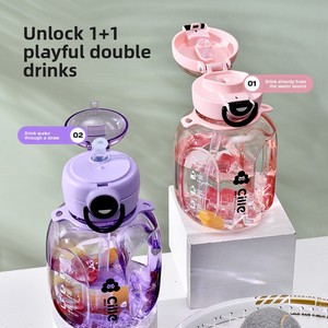 Vaso con Pajita de Gran Capacidad Hilo con Tapa de un Solo Botón para Uso General en Deportes al Aire Libre de Verano - Product Image 3