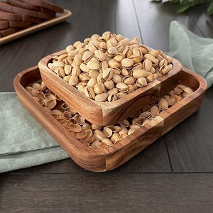 Tazón de madera para aperitivos de pistacho con almacenamiento de concha, soporte de plato doble, pedestal de tazón de tuerca para semillas de girasol, cacahuete, cerezas, Edamame - Product Image 4