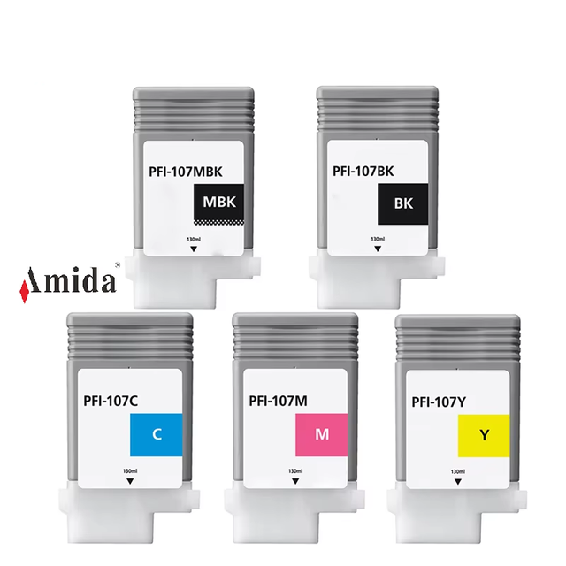 Amida Wholesale PFI-107 Premium Color Compatible Ink Cartridge for IPF670 680 Printer