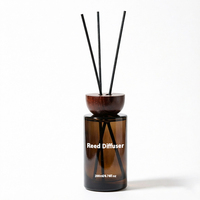 Diffuseur de parfum en verre ambré de luxe avec bouchon en bois |   Diffuseur d'arômes frais longue durée 200 ml, sans BPA, sans alcool, pour la maison, le bureau, la décoration d'hôtel