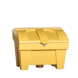 Contenedor de sal de 75L, contenedor de arena de material de polietileno de alta resistencia, equipado con caja de arena con bloqueo antirrobo, productos de emergencia para nieve en invierno