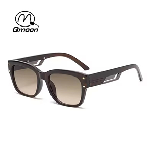 QMOON Vintage Y2K Square <b>Sunglasses</b> Women Men Luxury Gold Rivet Brown Lens Oversized Lightweight Full Rim UV400 Protection Retro - Product Image 3