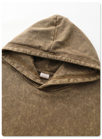 Hoodie cuci asam uniseks Vintage OEM kustom dengan Streetwear bordir desain Cut-Out Hoodie kosong untuk pria cetakan kustom