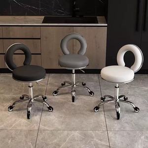 Modern Adjustable Barber Chair Swivel Salon <b>Stool</b> PU Leather Rolling <b>Seat</b> Metal Base for Beauty Studio - Product Image 5