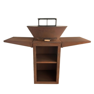 Brasero de jardin de haute qualité, facile à assembler, en acier Corten, avec <span class=keywords><strong>table</strong></span> intégrée, pour barbecue et feu de bois - Product Image 1