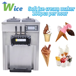 WICE Machine à glace molle commerciale 3 saveurs 100 pièces/heure, automatique de comptoir pour petites entreprises - Product Image 1