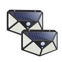 Lampe solaire à 100 LED IP65 avec détecteur de mouvement PIR, lumière de jardin murale, 6000K lumière du jour, angle de faisceau de 270°, matériau ABS, garantie 1 mois