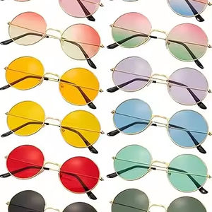 60s 70s Hippie Retro Circle <span class=keywords><strong>Gafas</strong></span> de sol Retro <span class=keywords><strong>Gafas</strong></span> redondas lentes tintadas Paquete Vintage Hipster <span class=keywords><strong>Gafas</strong></span> pequeñas para regalos de fiesta - Product Image 1